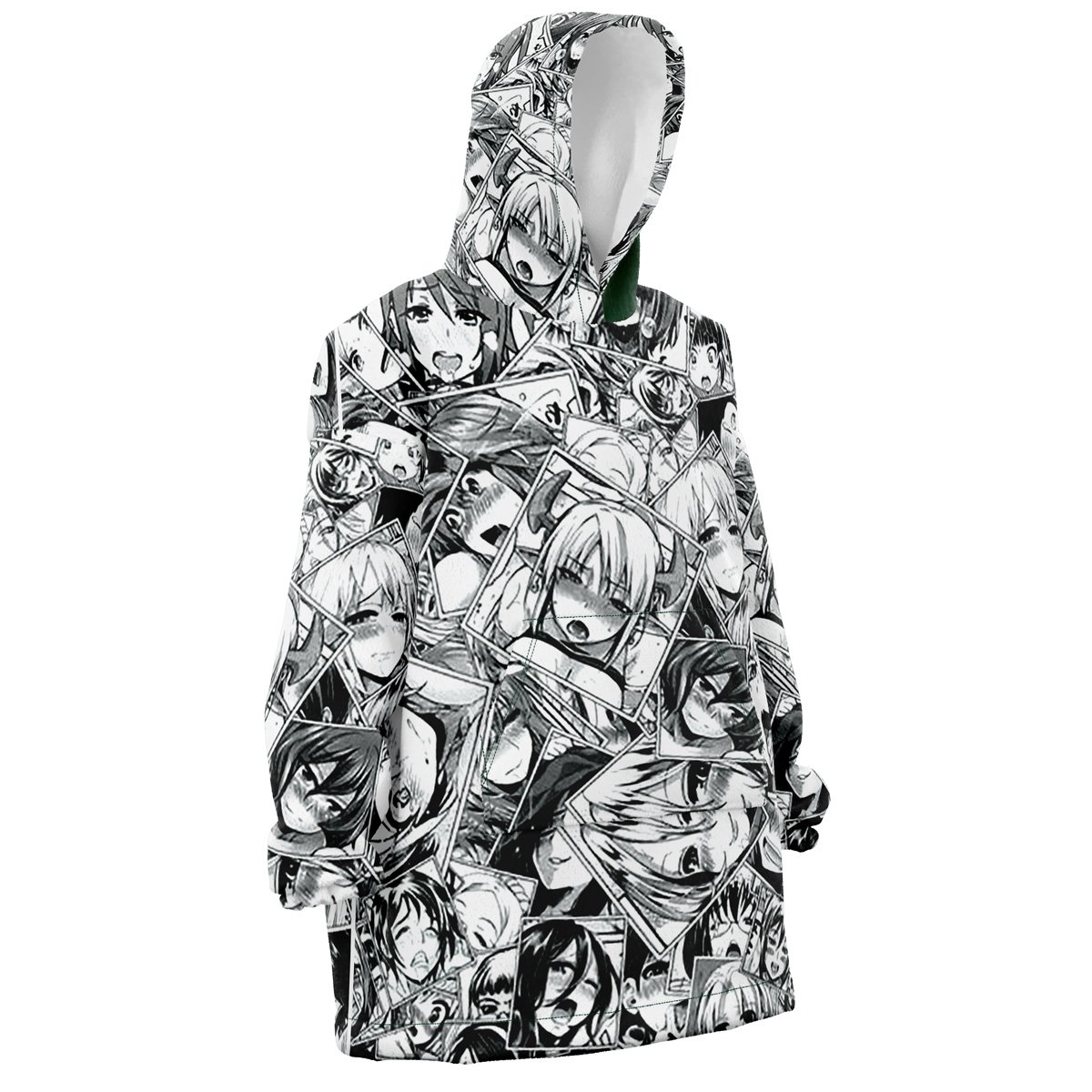 Ahegao Manga Pattern Blanket Hoodie - AnimeBape