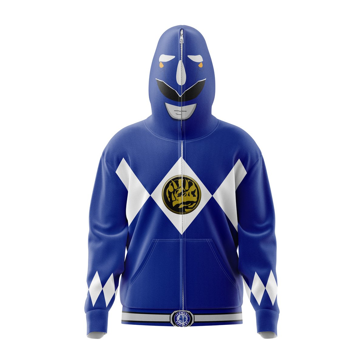 Blue Ranger Power Rangers Full Face Zip Hoodie AnimeBape