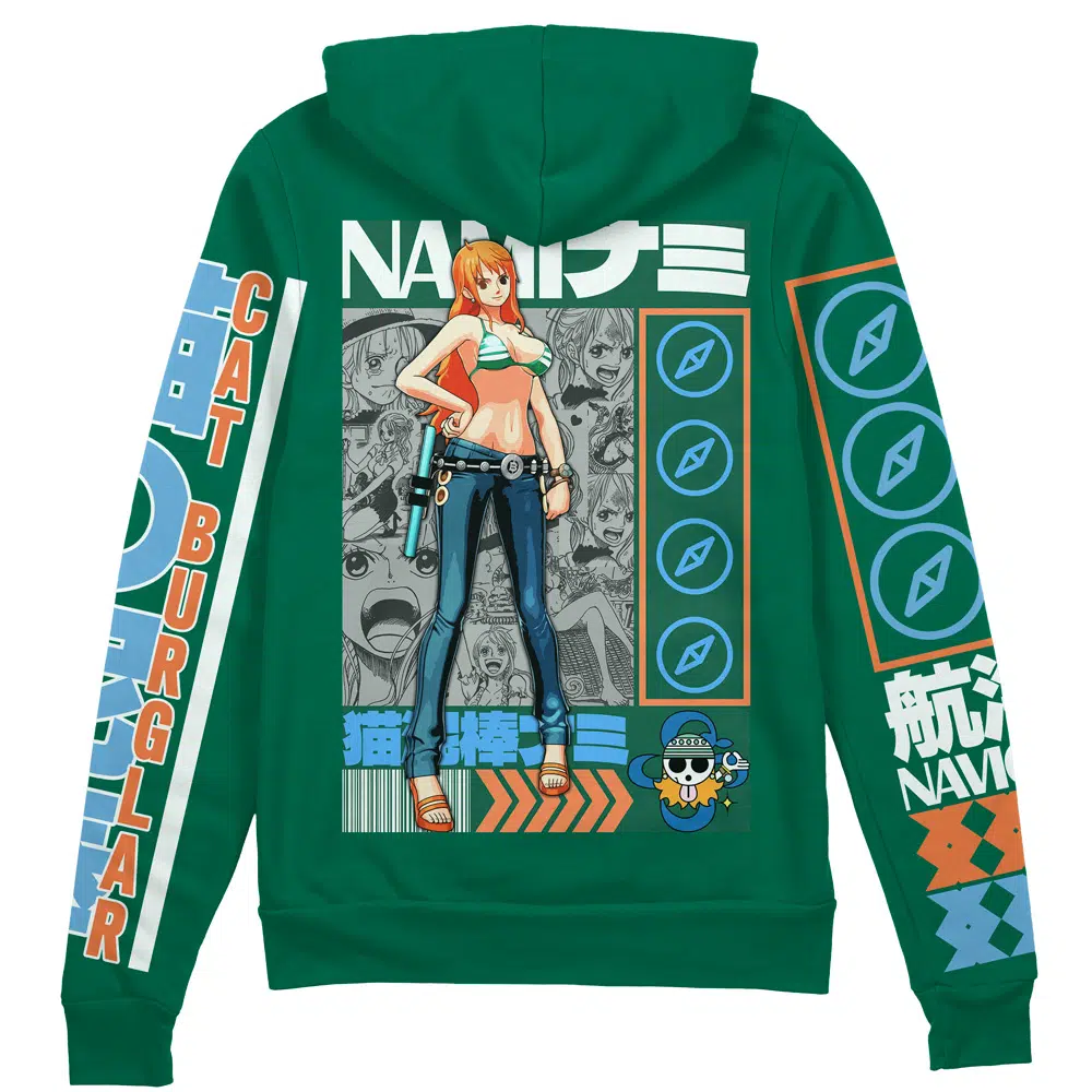 Nami One Piece Streetwear Zip Hoodie Jacket AnimeBape