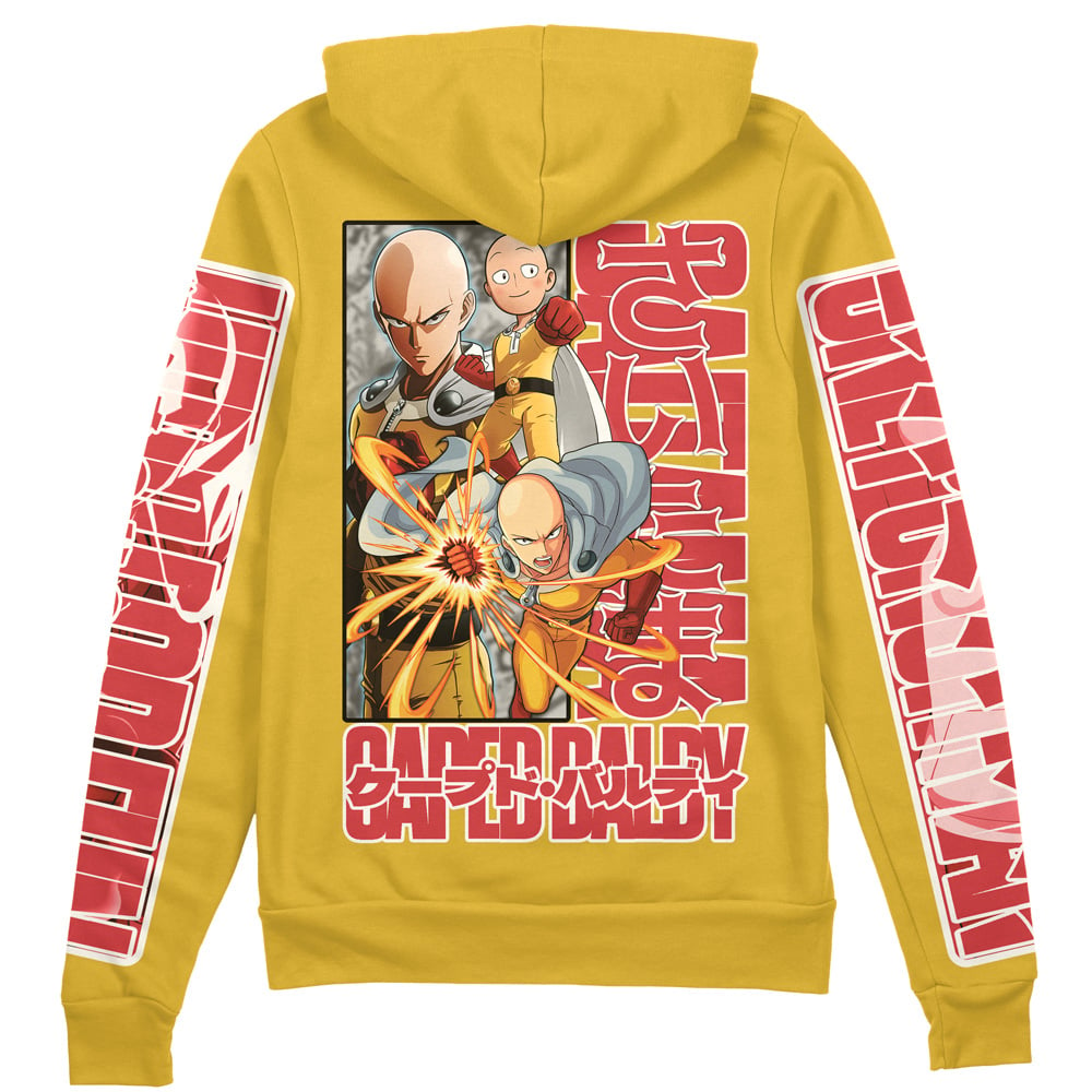 Saitama One Punch Man Streetwear Zip Hoodie Jacket - AnimeBape