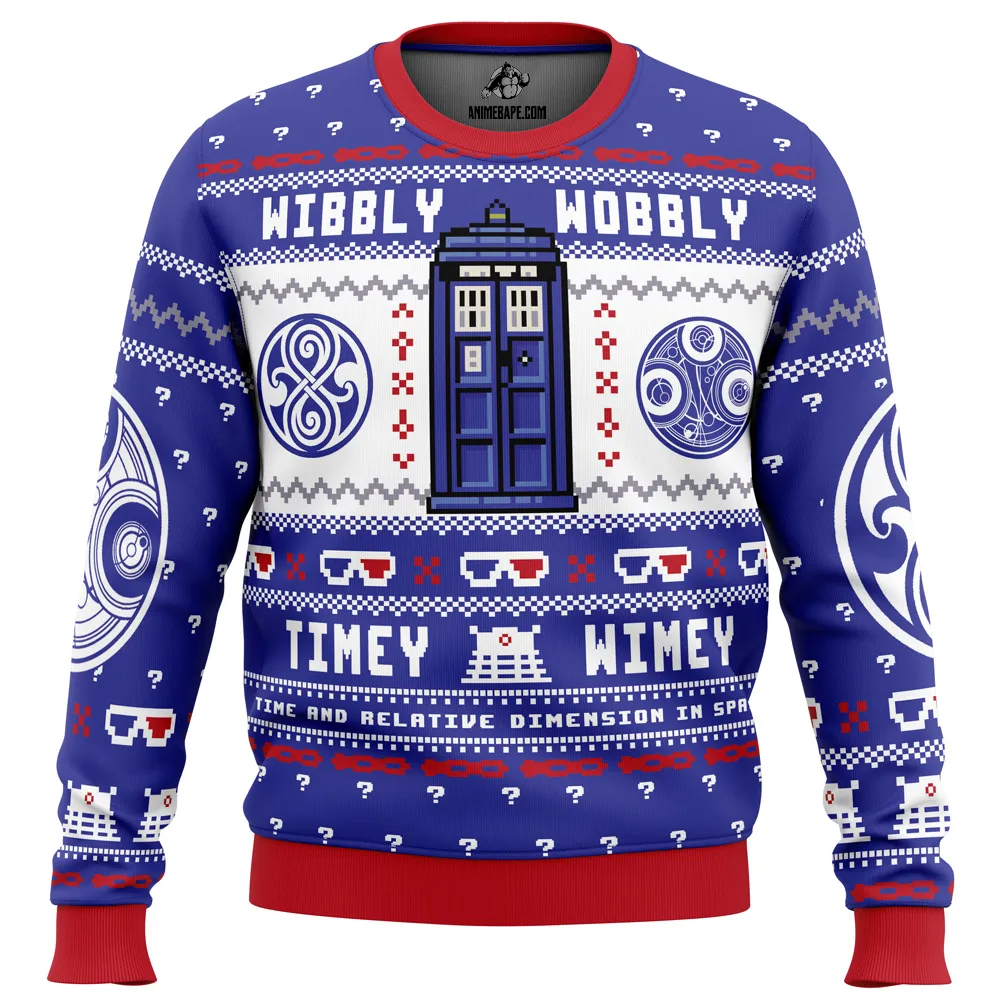 Wibbly Wobbly Doctor Who DC Ugly Christmas Sweater