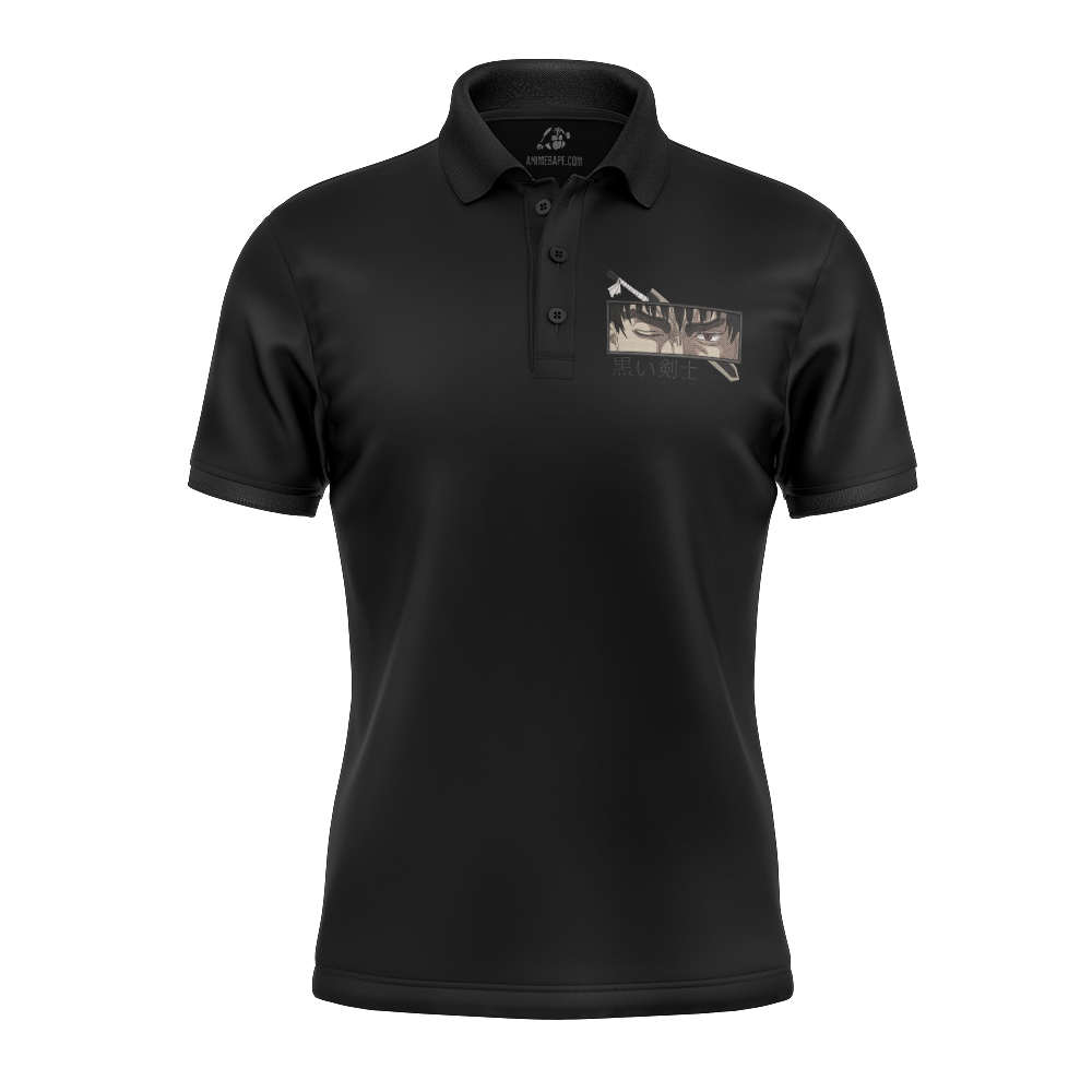 Guts Black Swordman Eye Berserk Embroidered Polo Shirt - AnimeBape