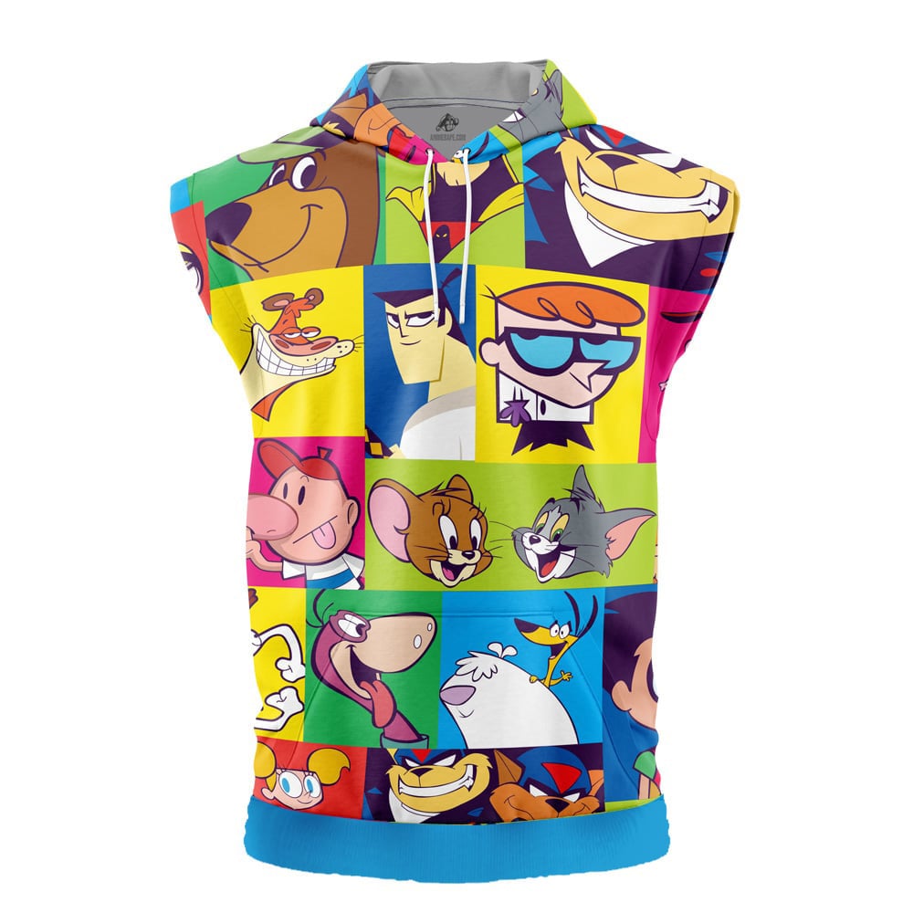90s V2 Cartoon Network Cut Off Sleeveless Workout Hoodie