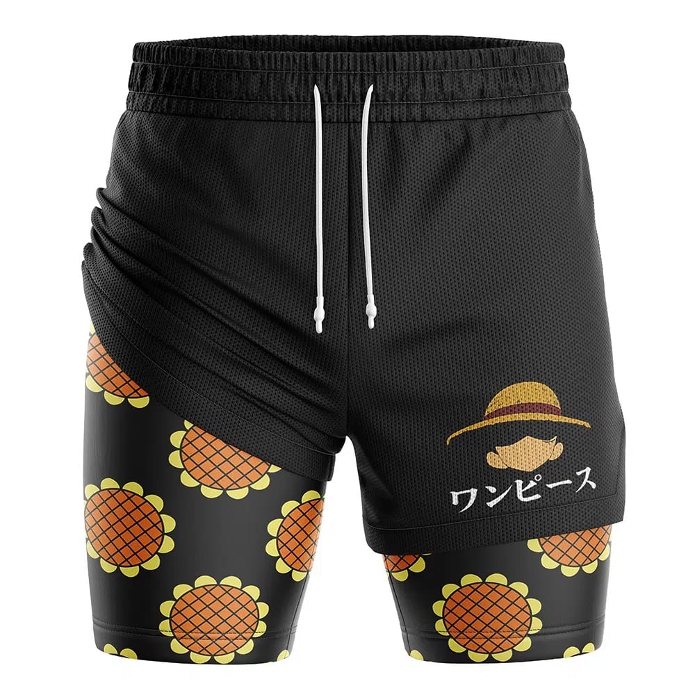 Black Dressrosa One Piece Compression Workout Training Shorts (2-in-1)