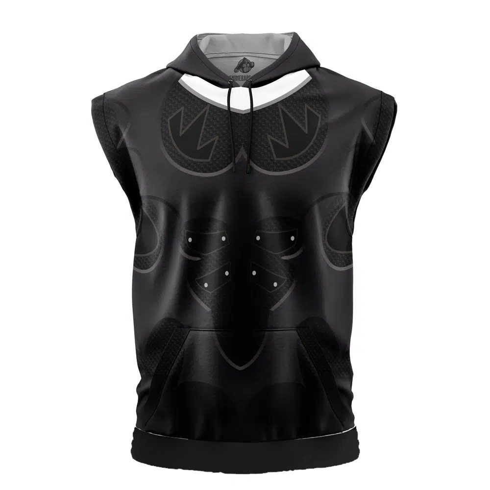 Black Psycho Ranger Power Rangers Cut Off Sleeveless Workout Hoodie
