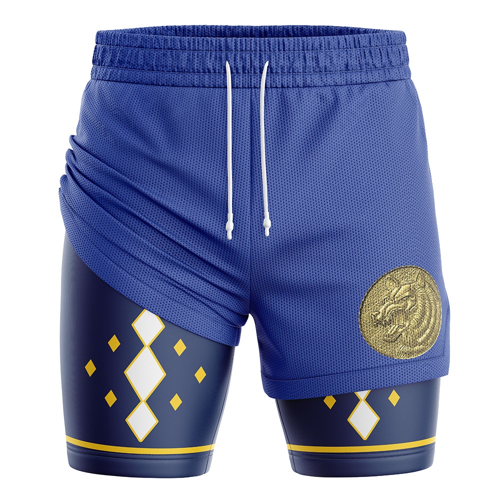 Blue Ninjetti Ranger Power Rangers Compression Workout Training Shorts (2-in-1)