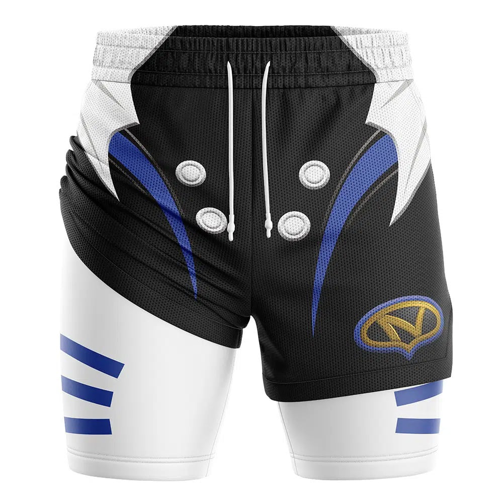 Blue Psycho Ranger Power Rangers Compression Workout Training Shorts (2-in-1)