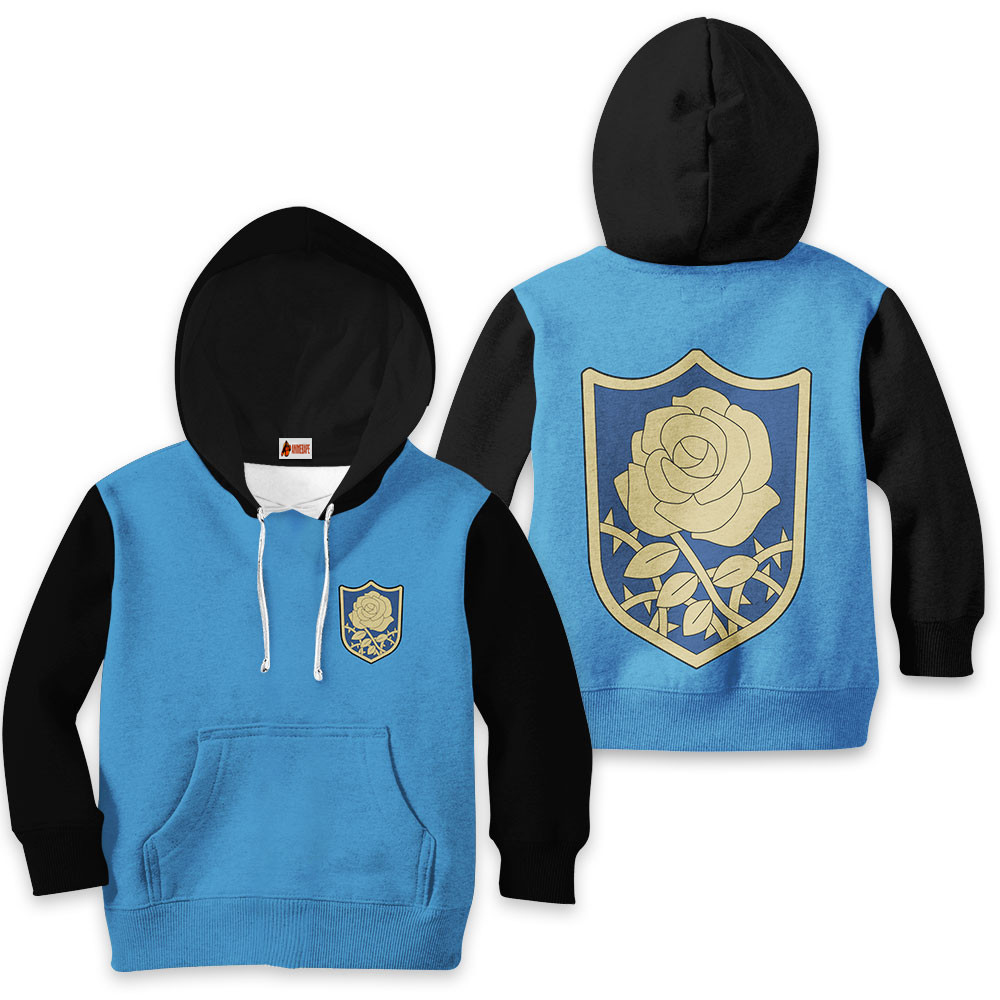 Kids Hoodie Blue Rose Black Clover