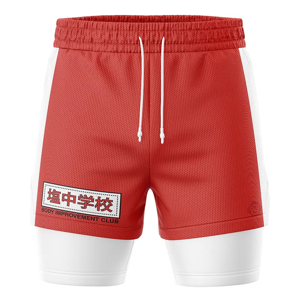 Body Improvement Club Mob Psycho 100 Compression Workout Training Shorts (2-in-1)