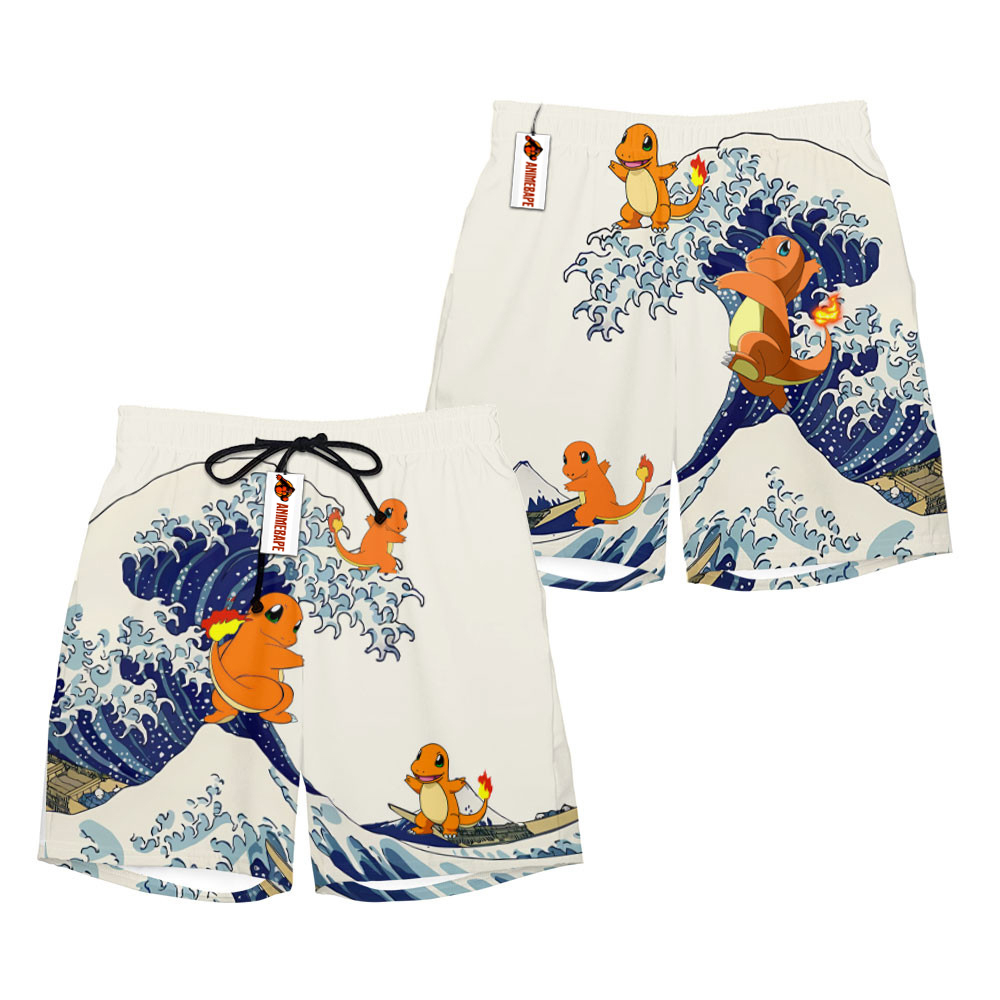 Charmander Kanagawa Great Wave Board Shorts Pants Pokemon