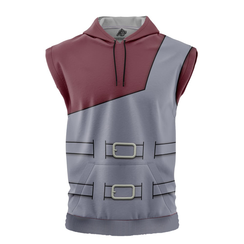 Gaara Shippuden Cut Off Sleeveless Workout Hoodie