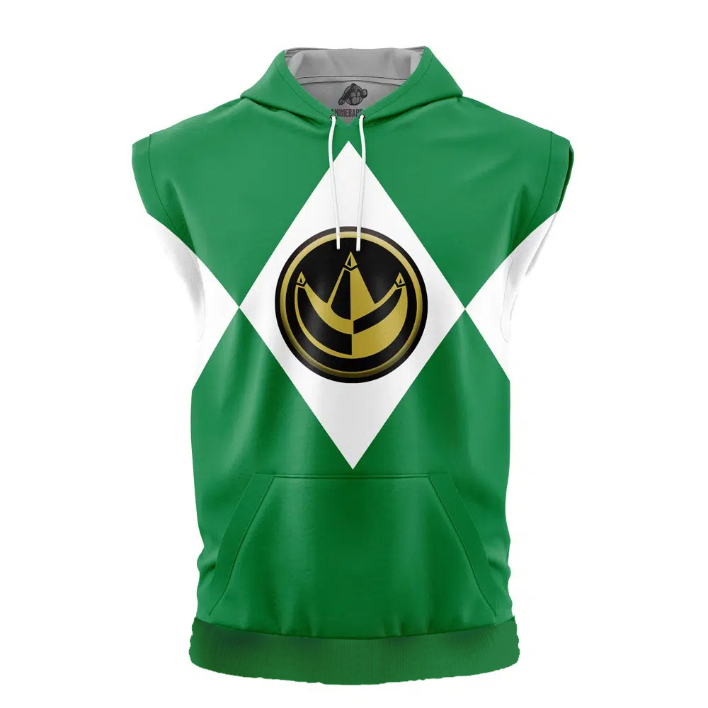 Green Ranger Mighty Morphin Power Rangers Cut Off Sleeveless Workout Hoodie