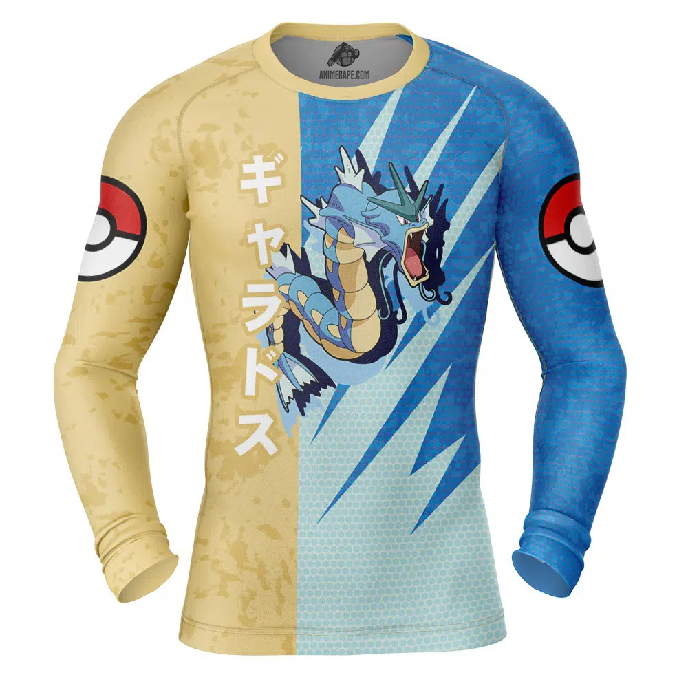 Gyarados Attack Pokemon Long Sleeve Rash Guard Compression Shirt