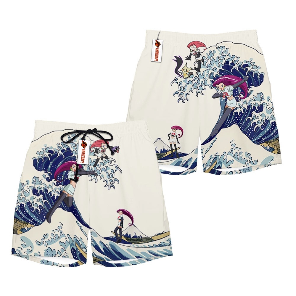 Jessie Musashi Kanagawa Great Wave Board Shorts Pants Pokemon