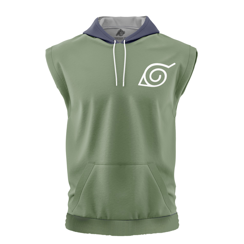 Konoha Jonin Shippuden Cut Off Sleeveless Workout Hoodie