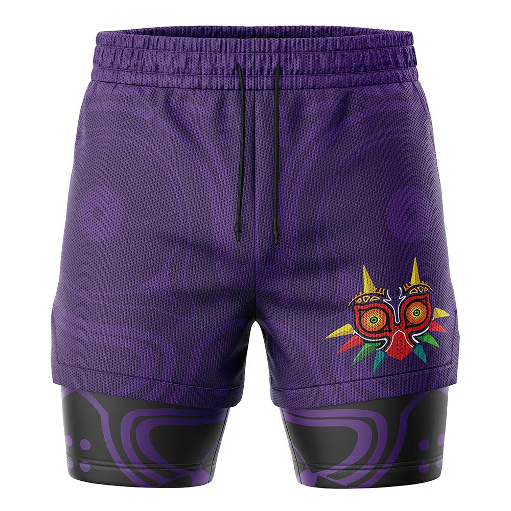 Majoras Mask Legend of Zelda Compression Workout Training Shorts (2-in-1)