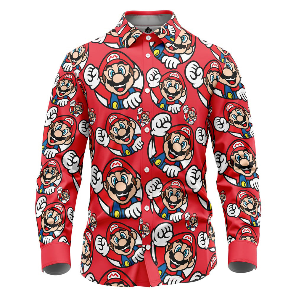 Mario Bros Mario Bros Long Sleeve Button Up Shirt