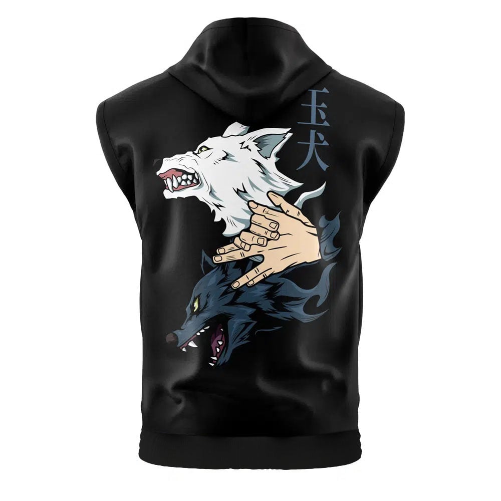 Megumi Divine Dogs Jujtsu Kaisen Cut Off Sleeveless Workout Hoodie