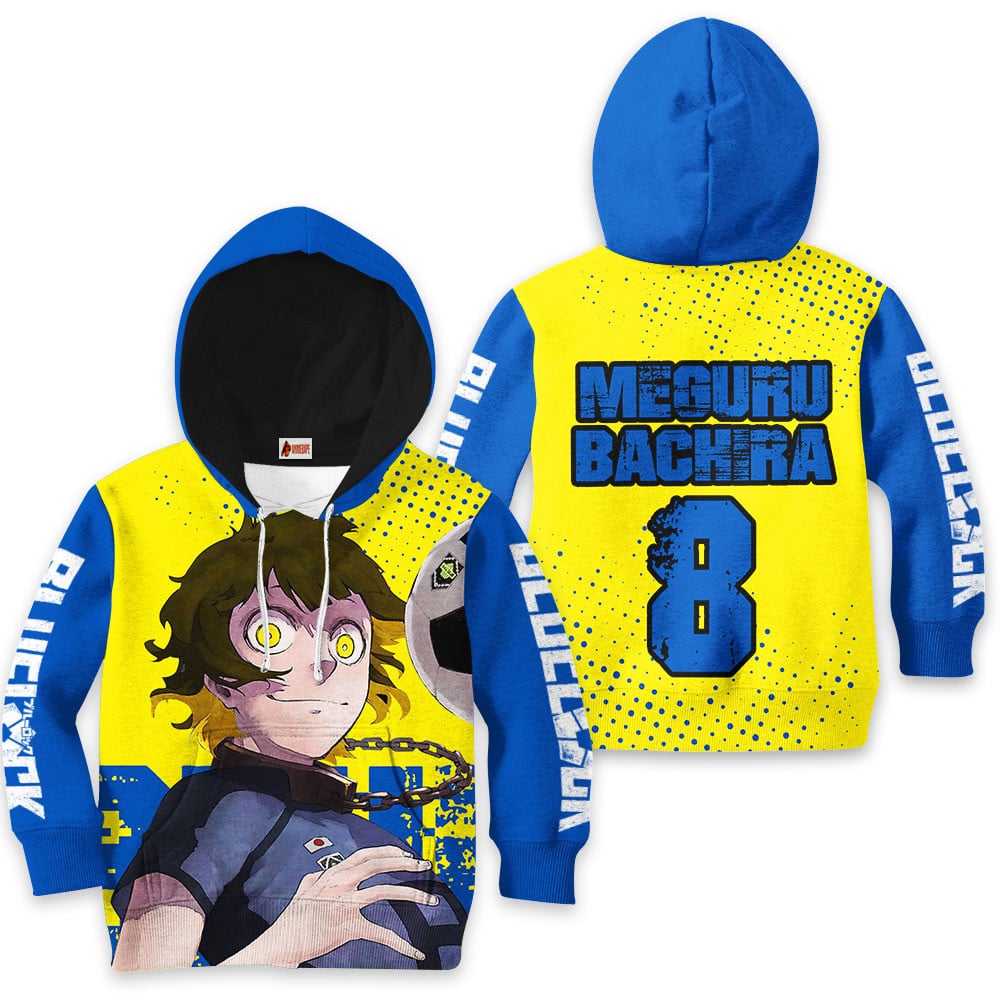 Kids Hoodie Meguru Bachira 10 Blue Lock