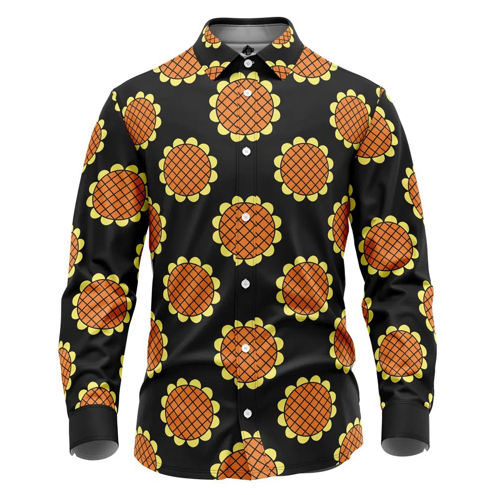 Monkey D. Luffy Black Lucy Dressrosa One Piece Long Sleeve Button Up Shirt