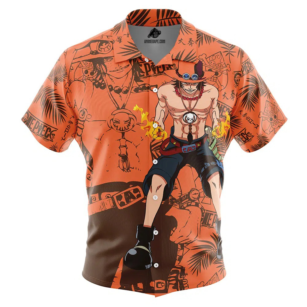 Portgas D Ace Aloha One Piece Button Up Hawaiian Shirt