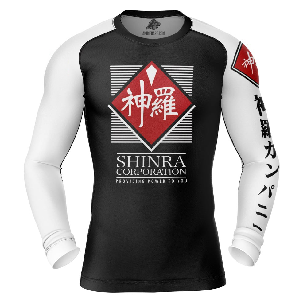 Shinra Electric Power Company FFVII Long Sleeve Rash Guard Compression Shirt
