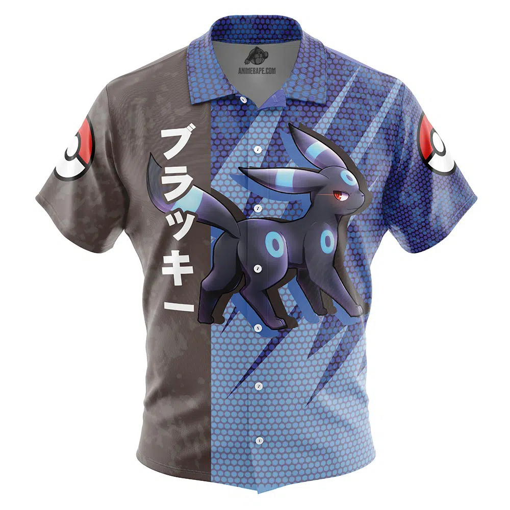 Shiny Umbreon Attack Pokemon Button Up Hawaiian Shirt