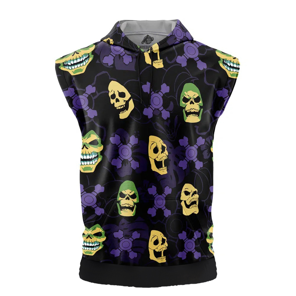 Skeletors Masters of the Universe Cut Off Sleeveless Workout Hoodie