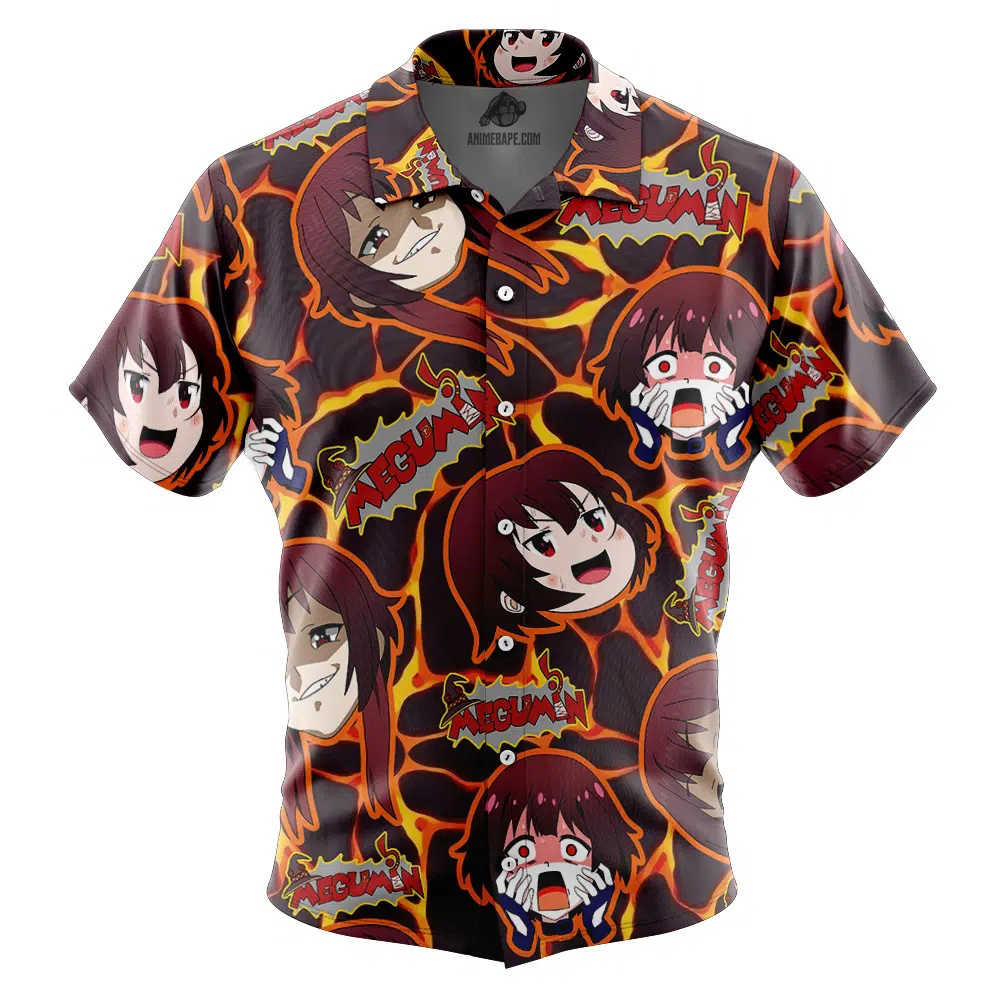 Smug Face Megumin Konosuba Button Up Hawaiian Shirt