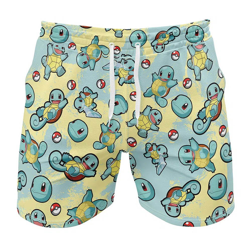 Squirtle Pattern Pokemon Gym Shorts