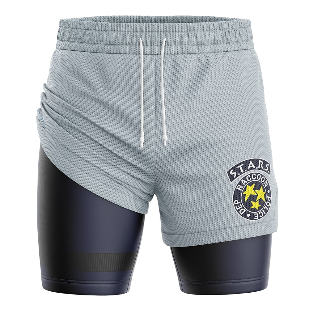 STARS Resident Evil Compression Workout Training Shorts (2-in-1)