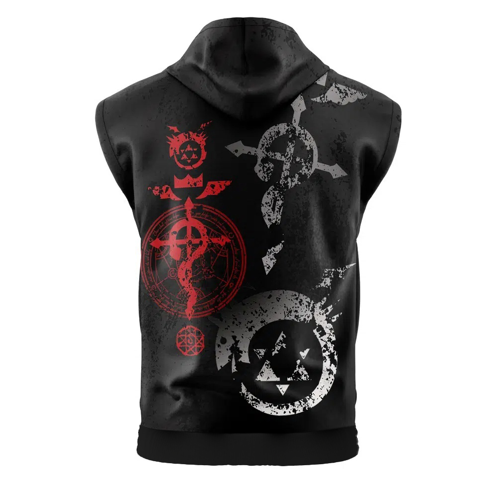 Transmutation Circle Full Metal Alchemist Cut Off Sleeveless Workout Hoodie