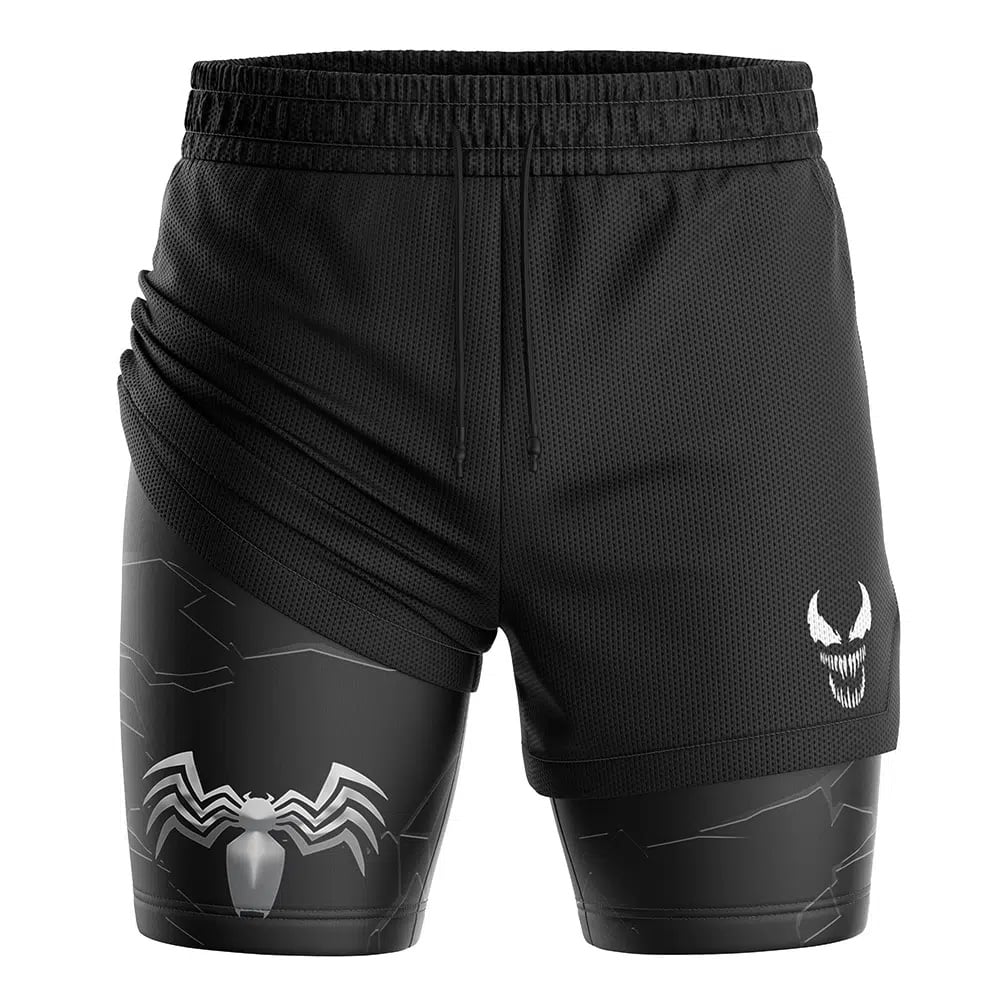 Venom Marvel Comics Compression Workout Training Shorts (2-in-1)
