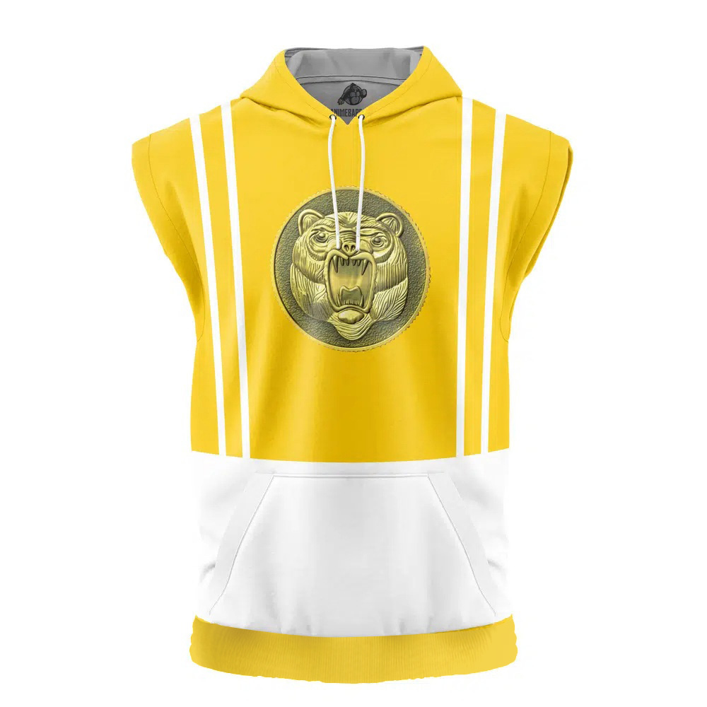 Yellow Ranger Ninjetti Power Rangers Cut Off Sleeveless Workout Hoodie