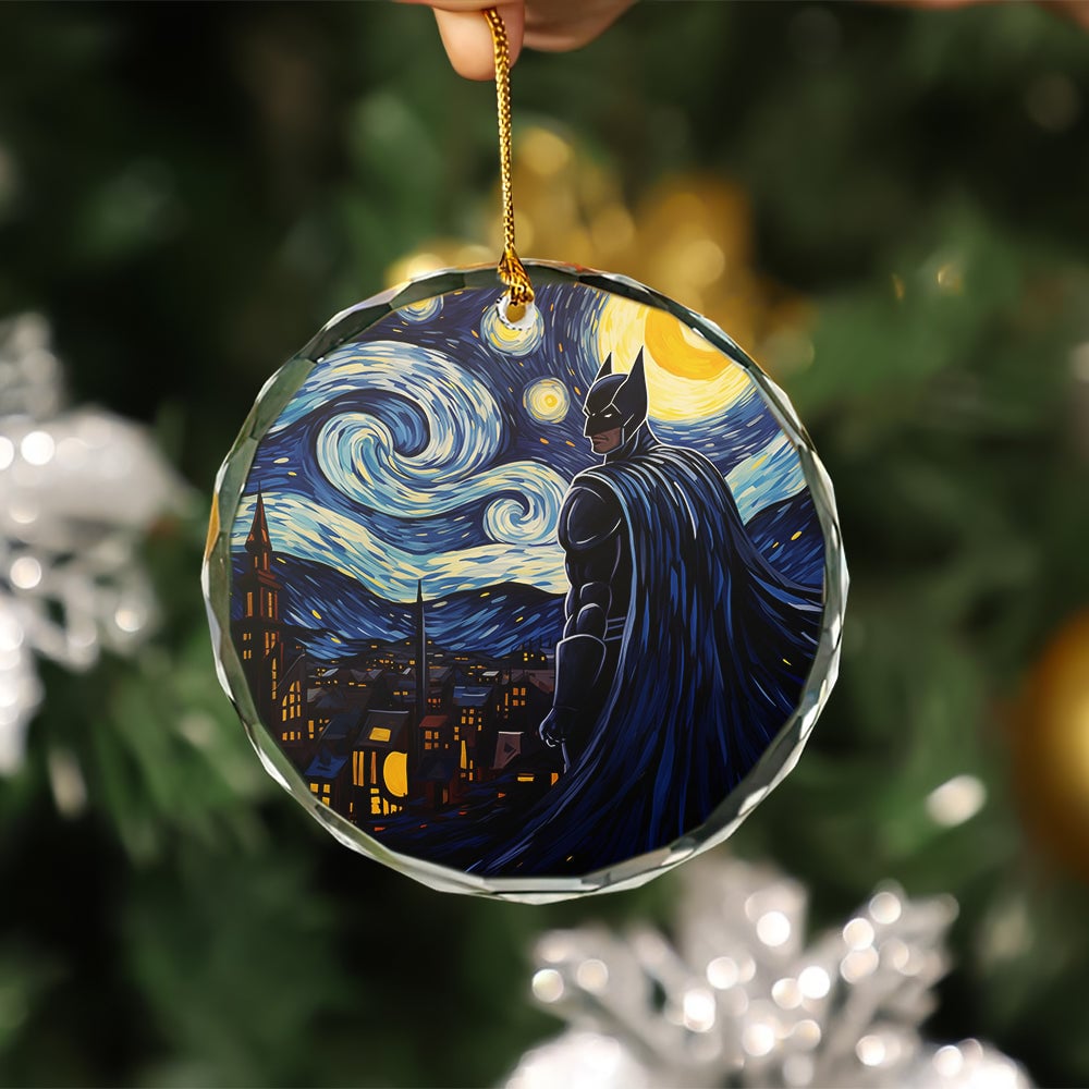 Batman Starry Night Glass Ornament