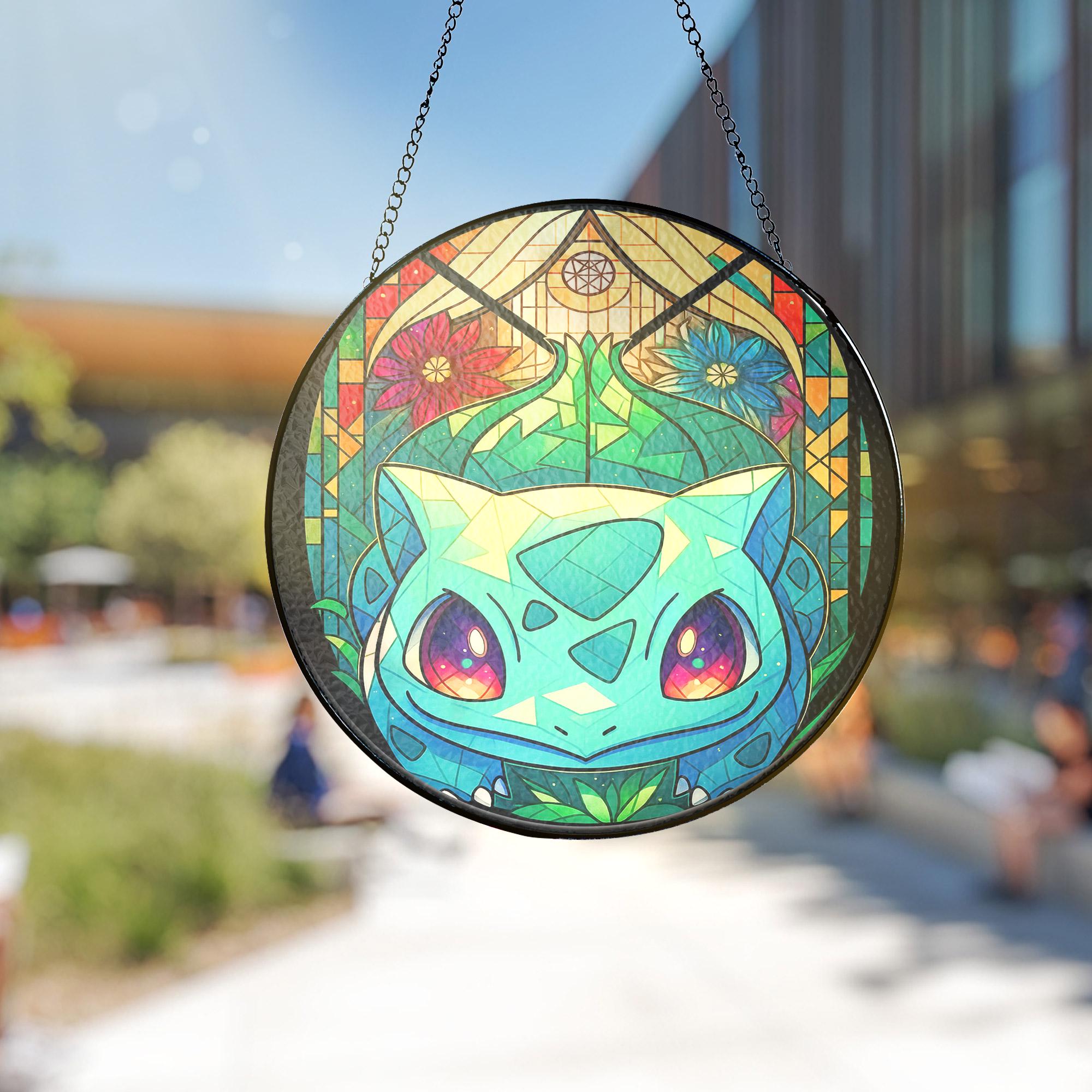 Bulbasur Window Pokemon Bulbasaur Green House Stained Glass Suncatcher - AnimeBape