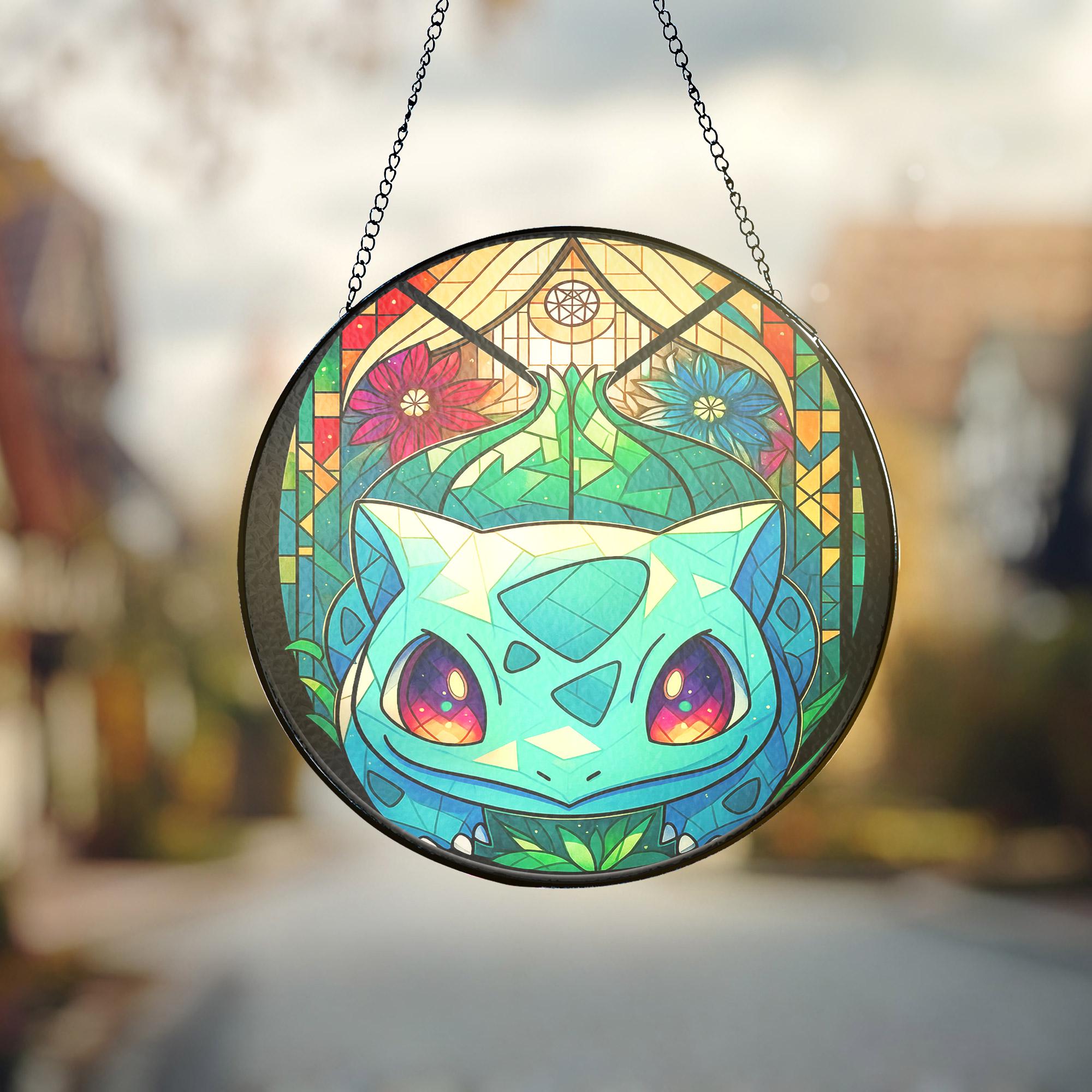Bulbasur Window Pokemon Bulbasaur Green House Stained Glass Suncatcher - AnimeBape