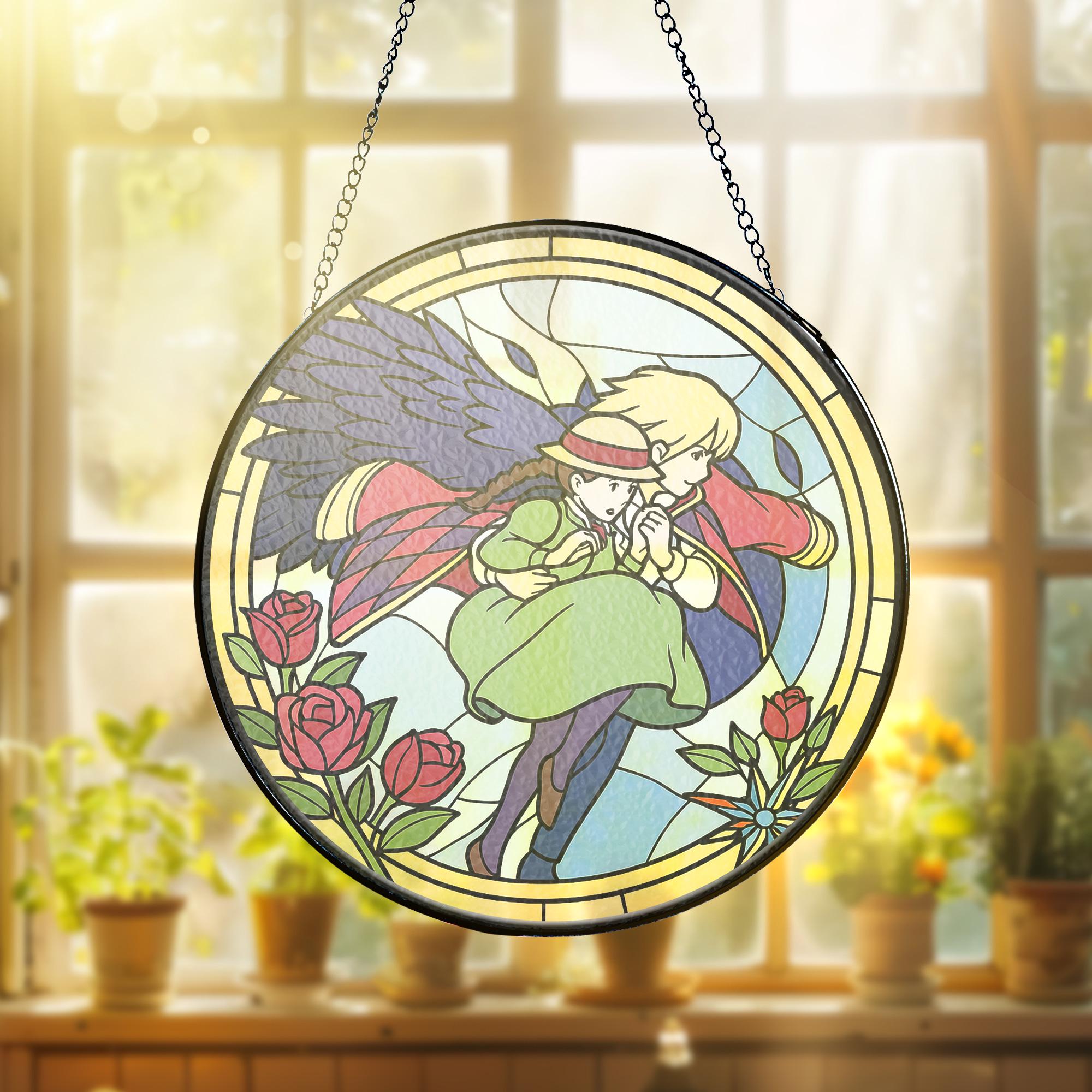 Ghibli's Howl Moving Castle Howl and Sophie Stained Glass Suncatcher