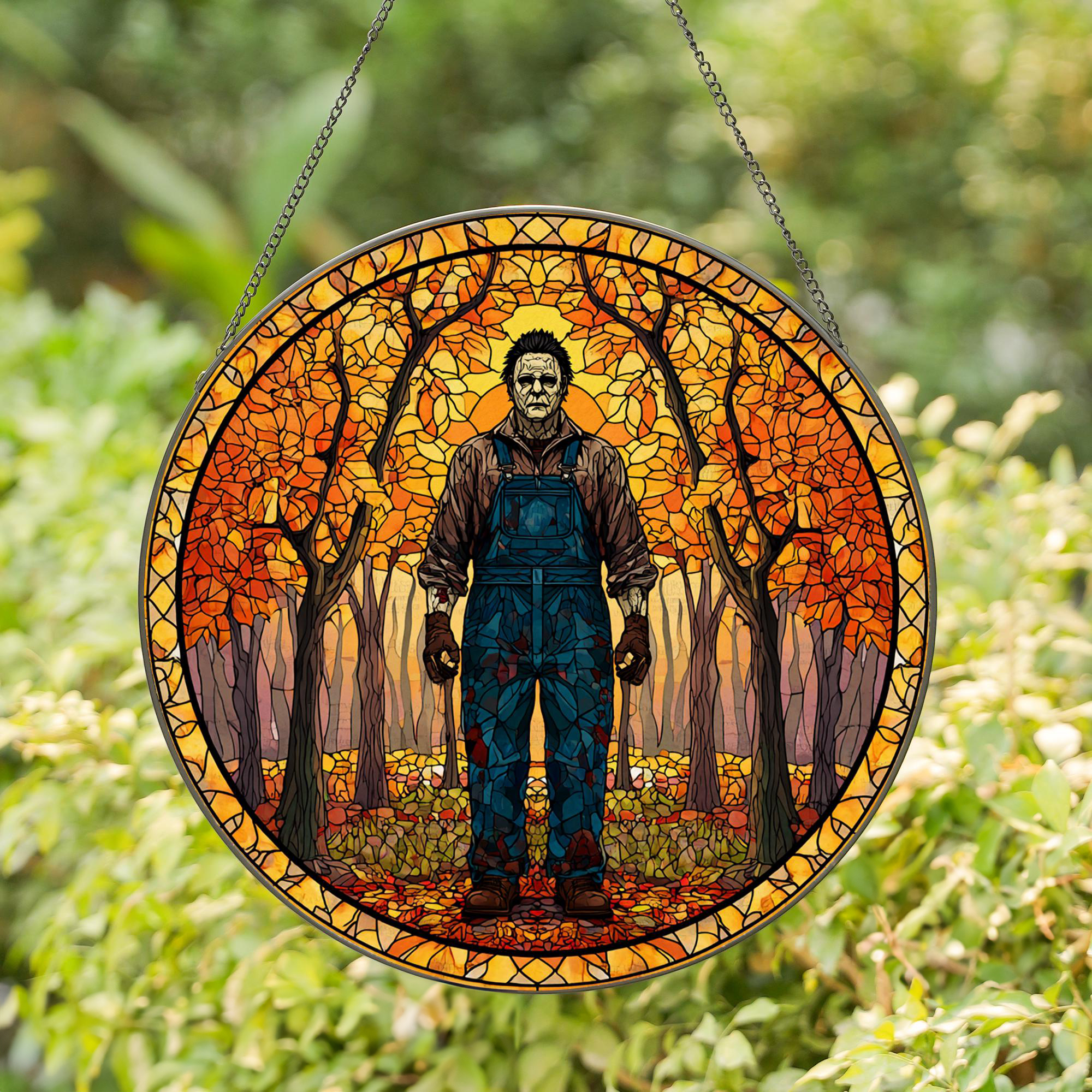 Michael Myers Fall Themed Halloween Stained Glass Suncatcher - AnimeBape