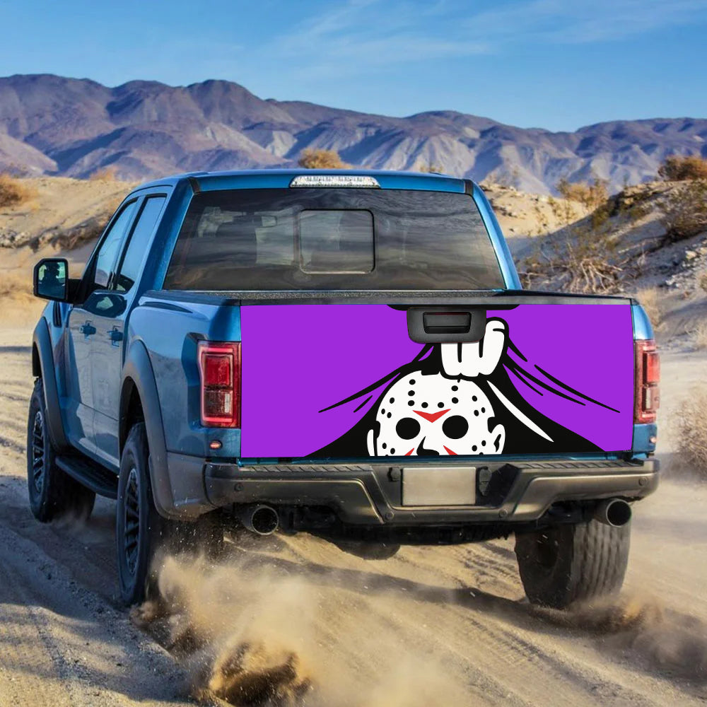 Jason Voorhees From The Friday The 13th Horror Movie Hide Purple Truck Tailgate Decal Sticker