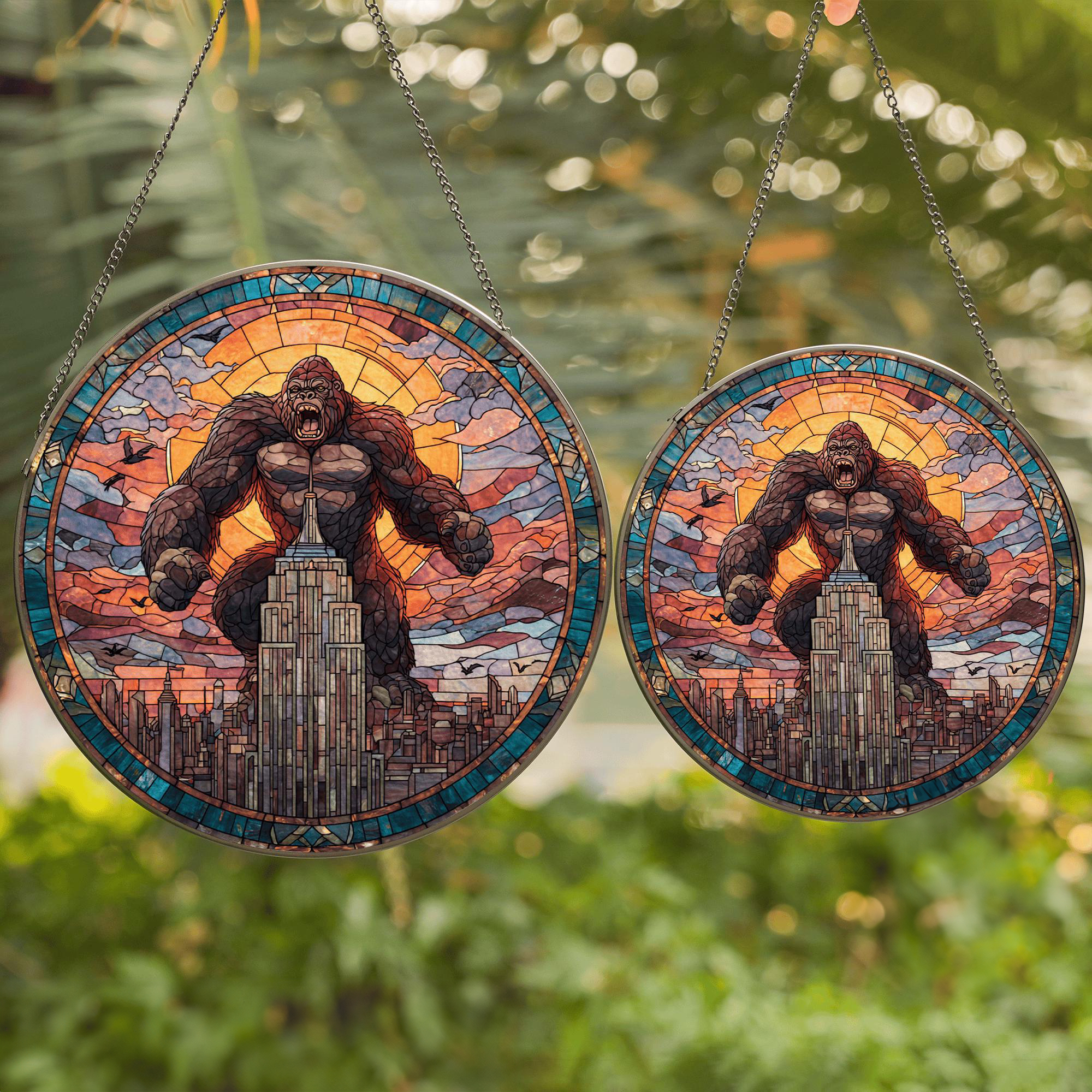 King Kong Attacks New York City Stained Glass Suncatcher For Movie Fans ...
