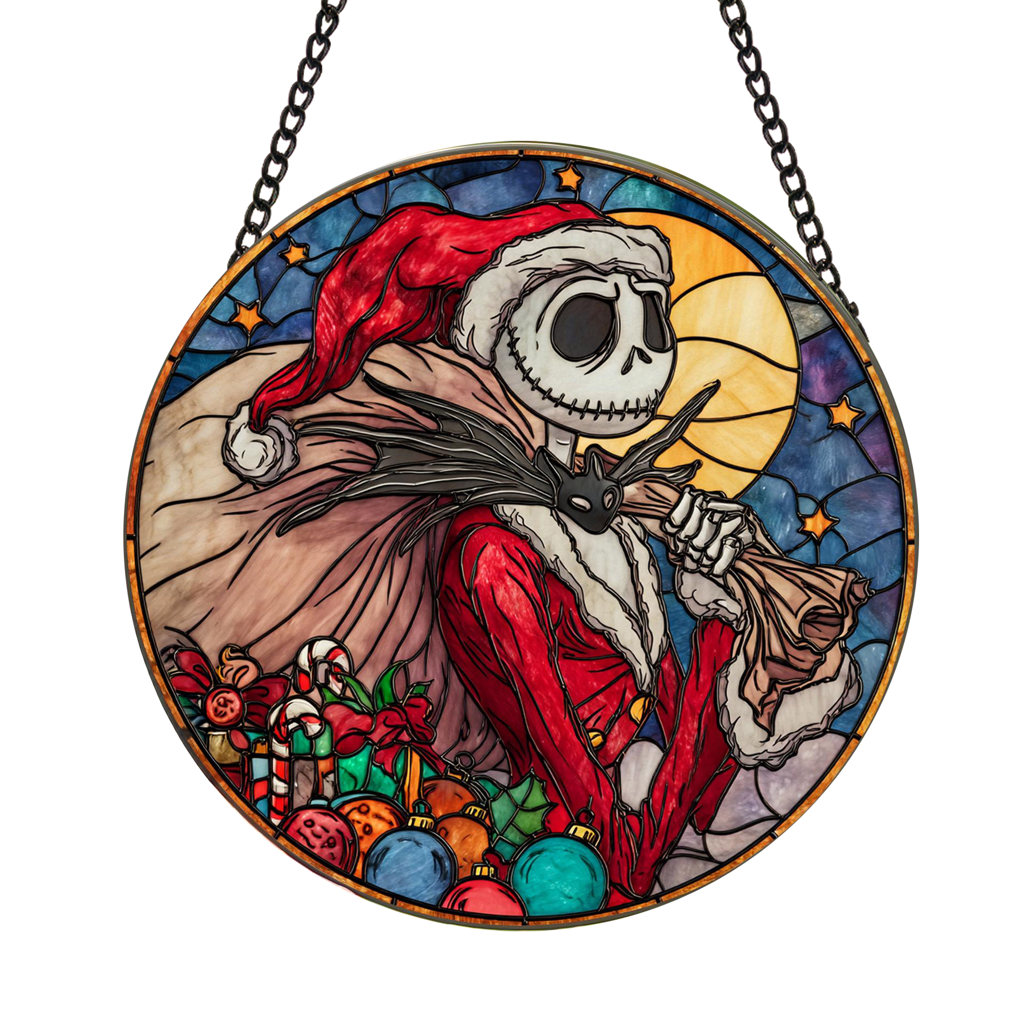 The Nightmare Before Christmas Santa Jack Skellington Stained Glass