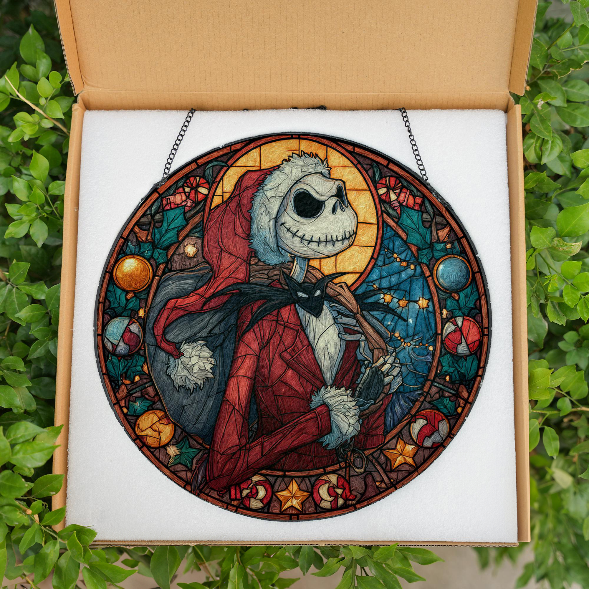 The Nightmare Before Christmas Santa Jack Skellington Stained Glass