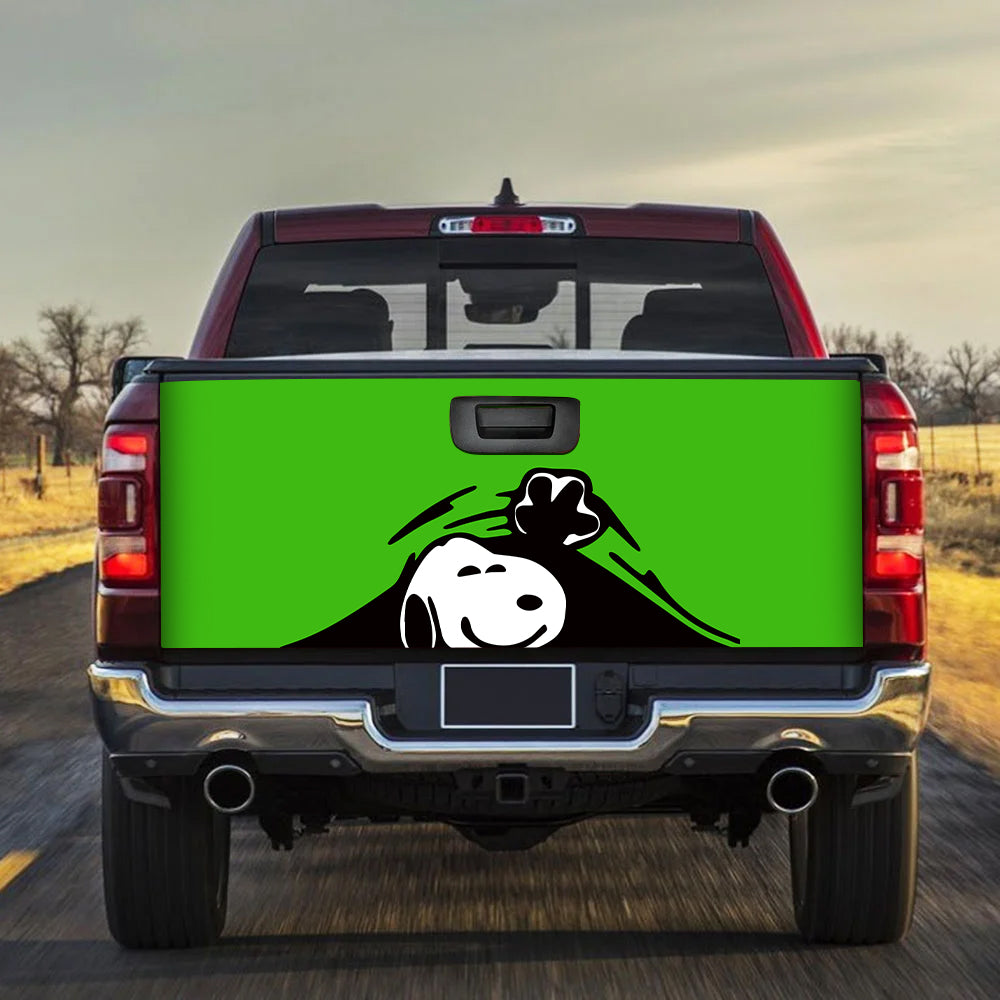 Snoopy Peanuts  Peek Under The Blanket Green Truck Tailgate Decal Sticker