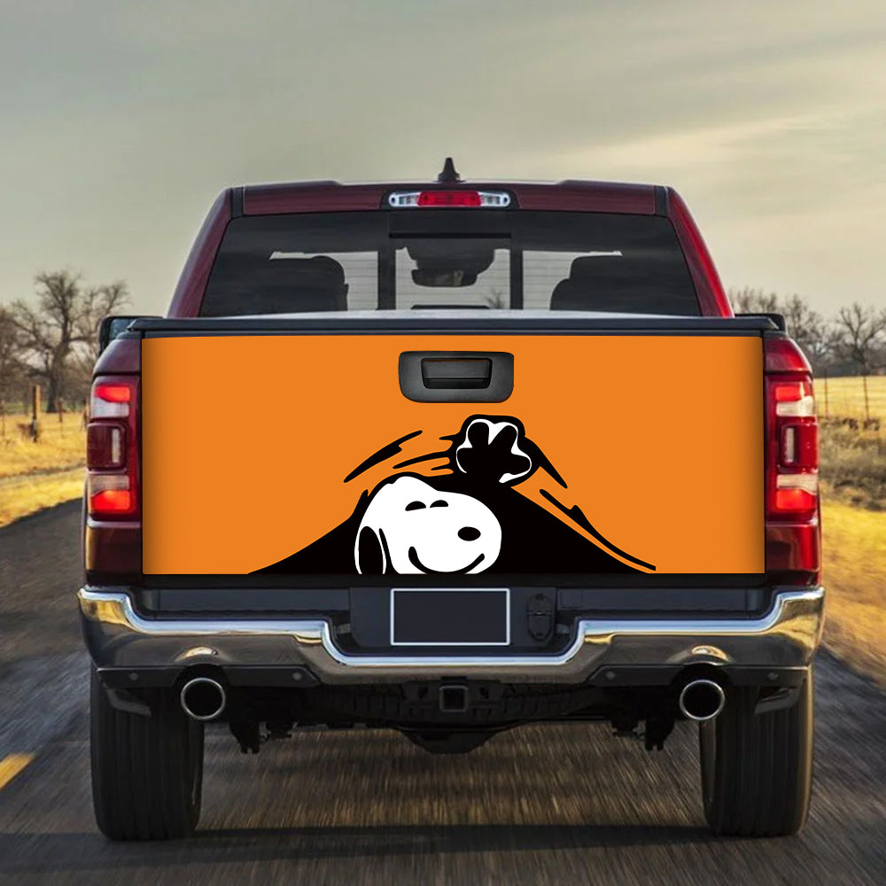 Snoopy Peanuts  Peek Under The Blanket Orange Truck Tailgate Decal Sticker