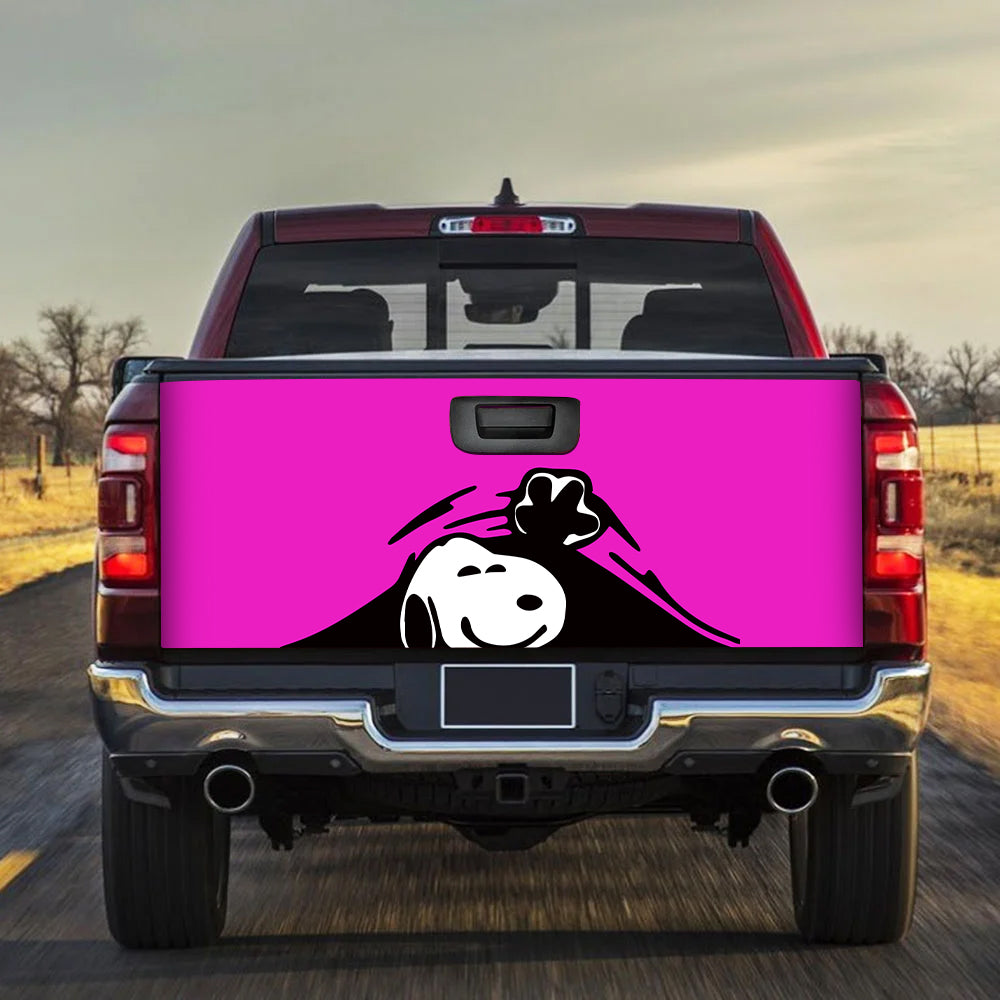 Snoopy Peanuts  Peek Under The Blanket Pink Truck Tailgate Decal Sticker