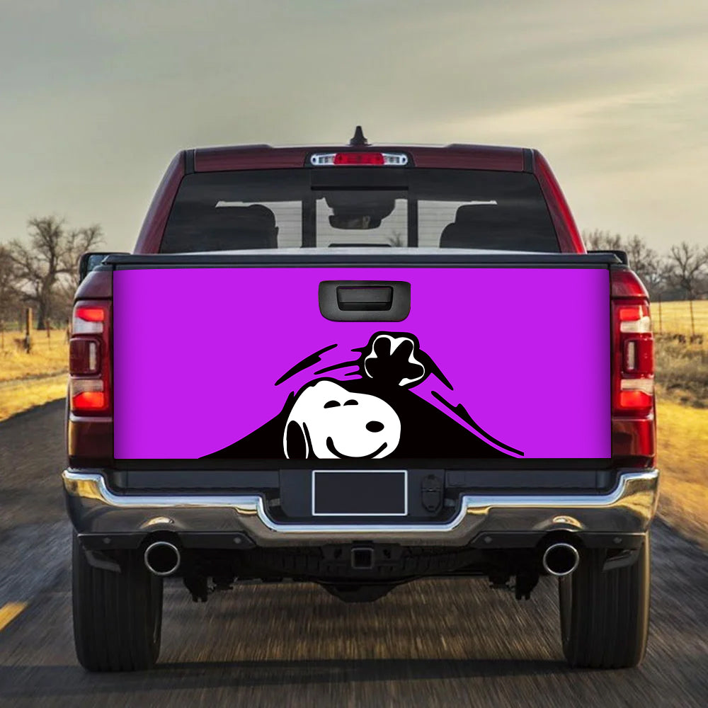 Snoopy Peanuts  Peek Under The Blanket Purple Truck Tailgate Decal Sticker
