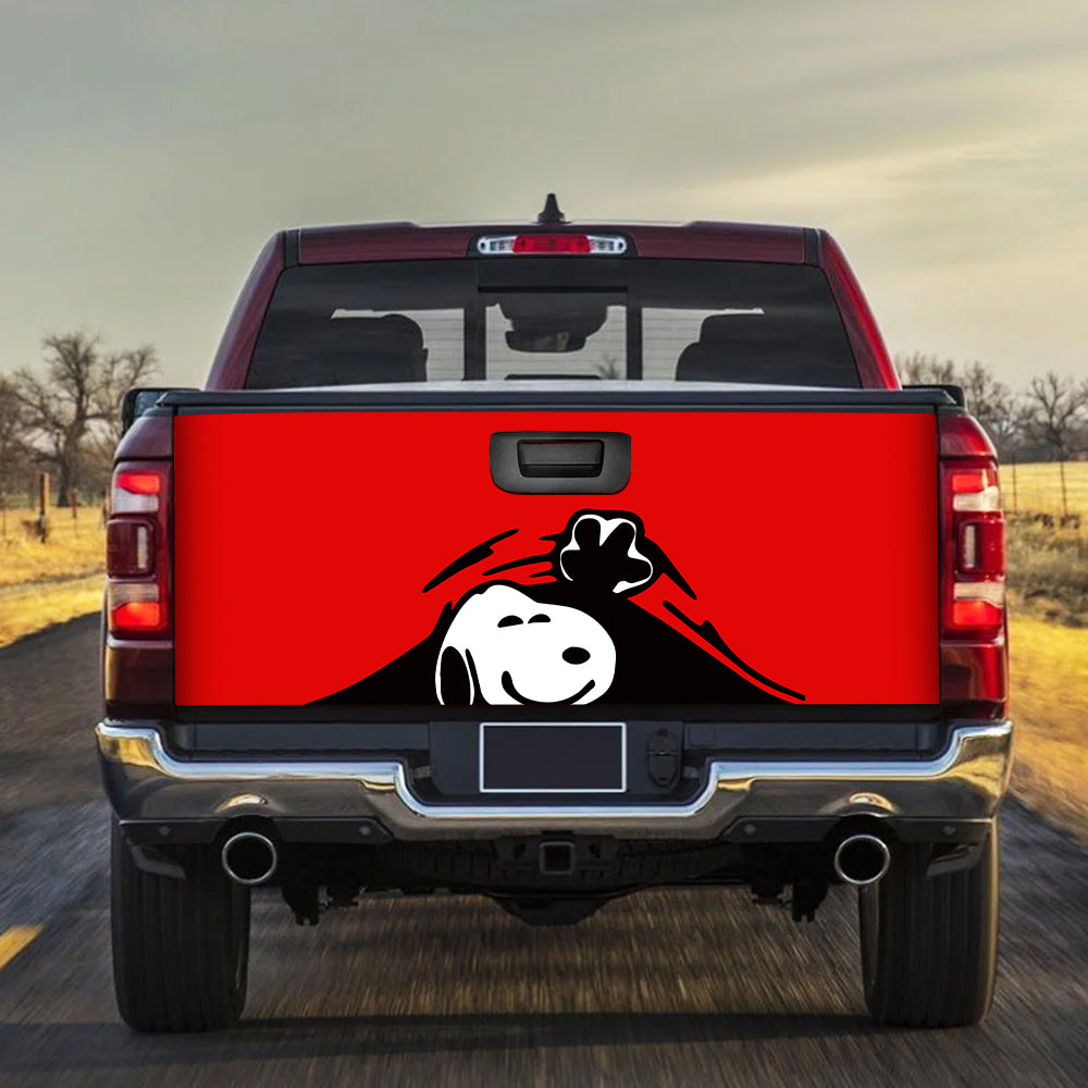 Snoopy Peanuts  Peek Under The Blanket Red Truck Tailgate Decal Sticker