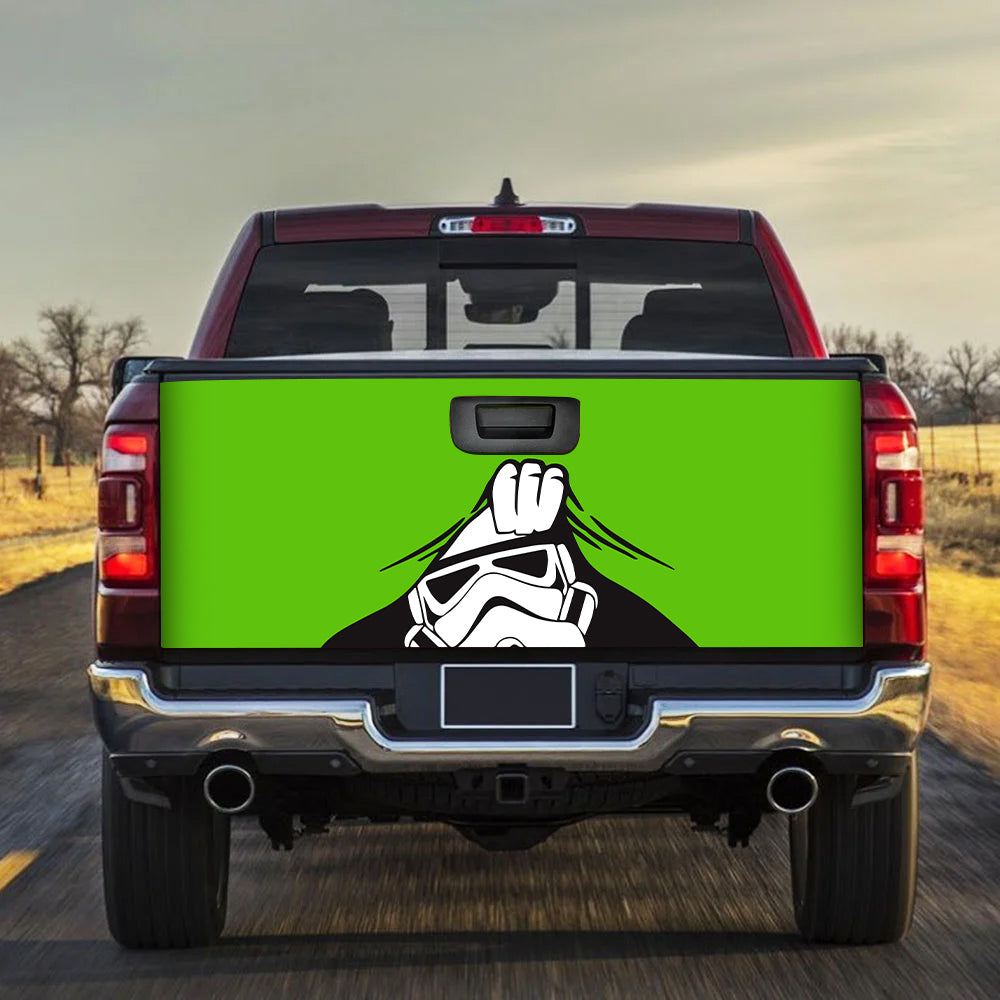 Stormtrooper Star Wars Peek Under The Blanket Green Truck Tailgate Decal Sticker