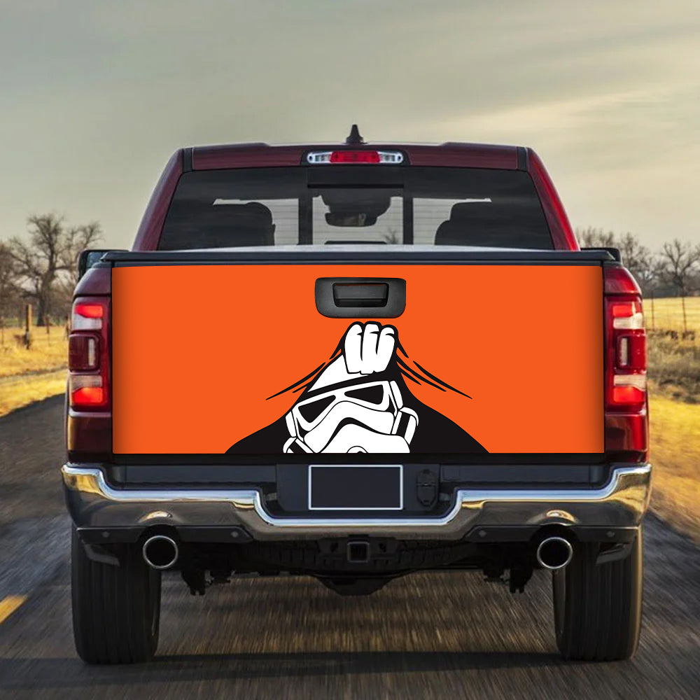 Stormtrooper Star Wars Peek Under The Blanket Orange Truck Tailgate Decal Sticker